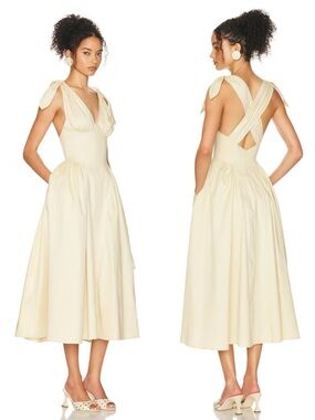 NWOT Helsa Fairweather Midi Dress in Stretch Cotton Sateen
